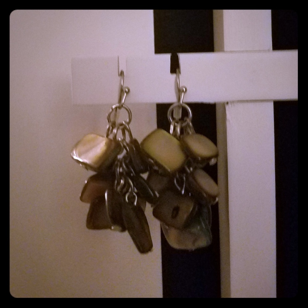 Metallic Stone dangly earrings